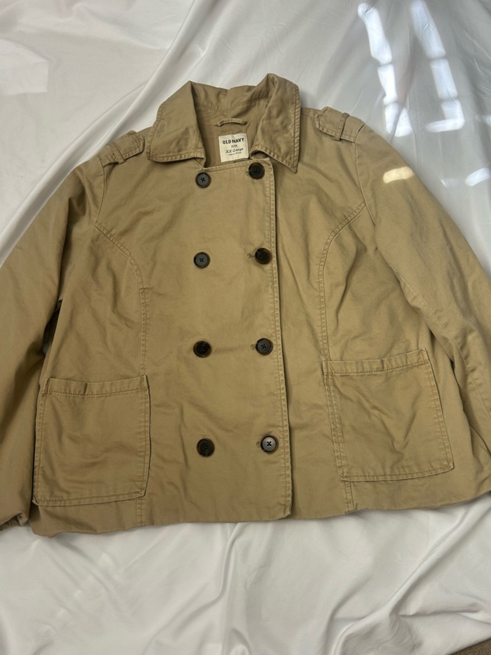 Old Navy Women's Camel Pea Coat Double Breasted Large Buttons Size XXL
